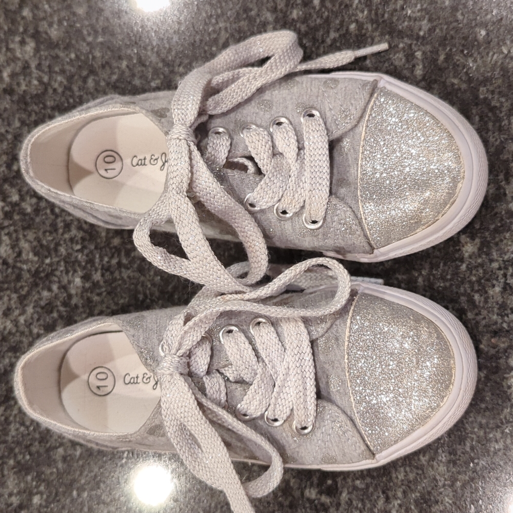 Cat & Jack Gray and Silver Sneakers, Size 10